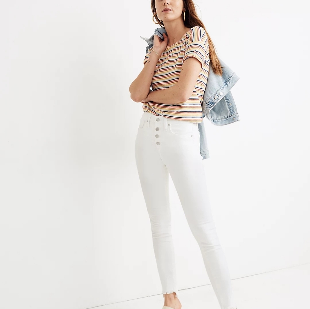 Madewell button fly white jeans